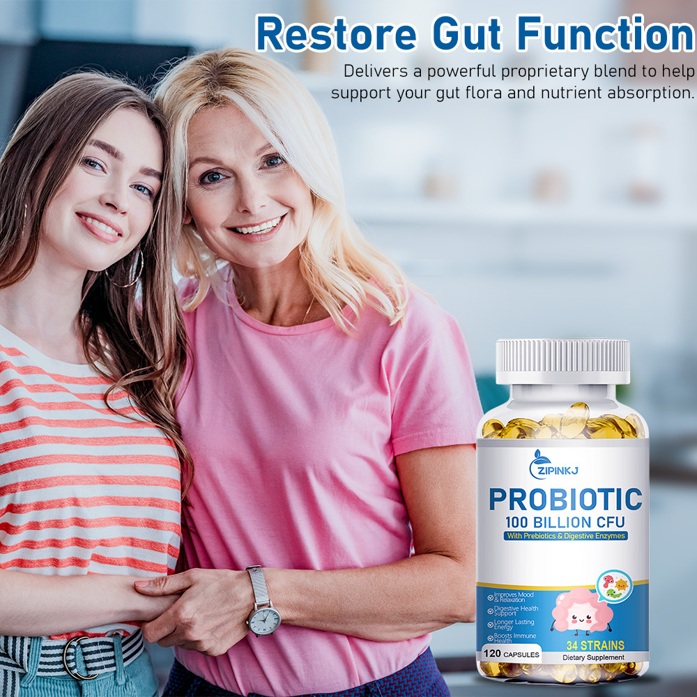 120 Capsules Probiotics Digestive Enzymes 100 Billion CFU Potency Immune Health