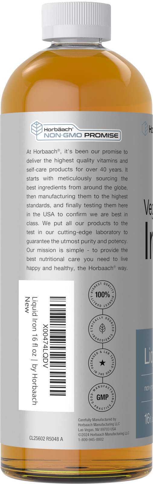Liquid Iron Suppplement | 16 Fl Oz | Vegan | Fruit Punch Flavor | by Horbaach