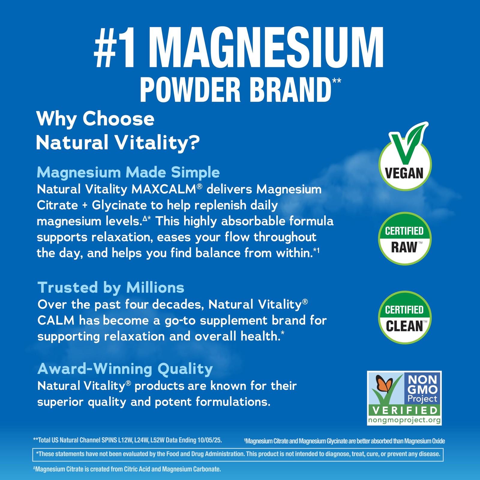 Natural Vitality MaxCalm Magnesium Powder | High 8 Ounce (Pack of 1)