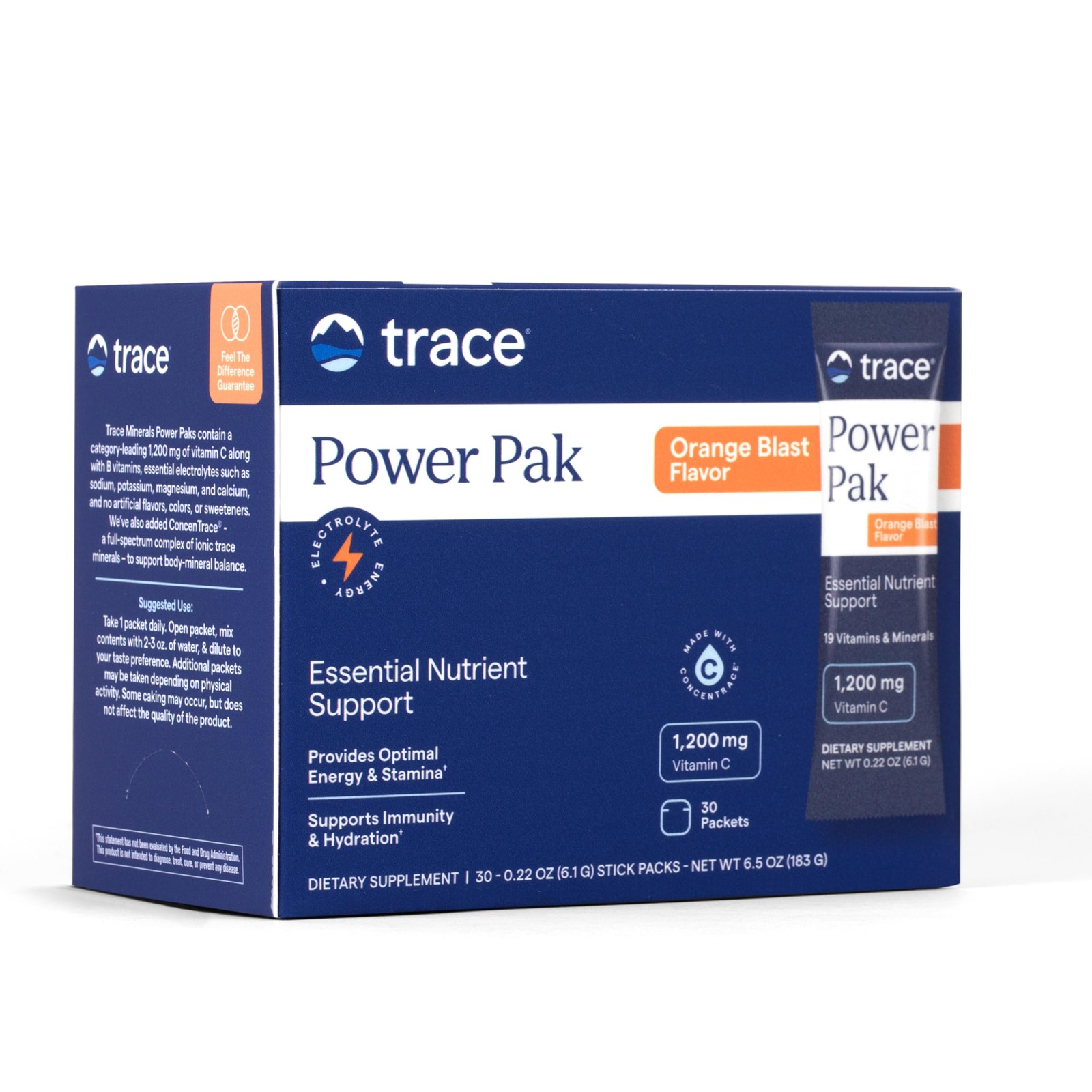 Trace Minerals Electrolyte Stamina Power Pak 30-Pack Orange Blast…