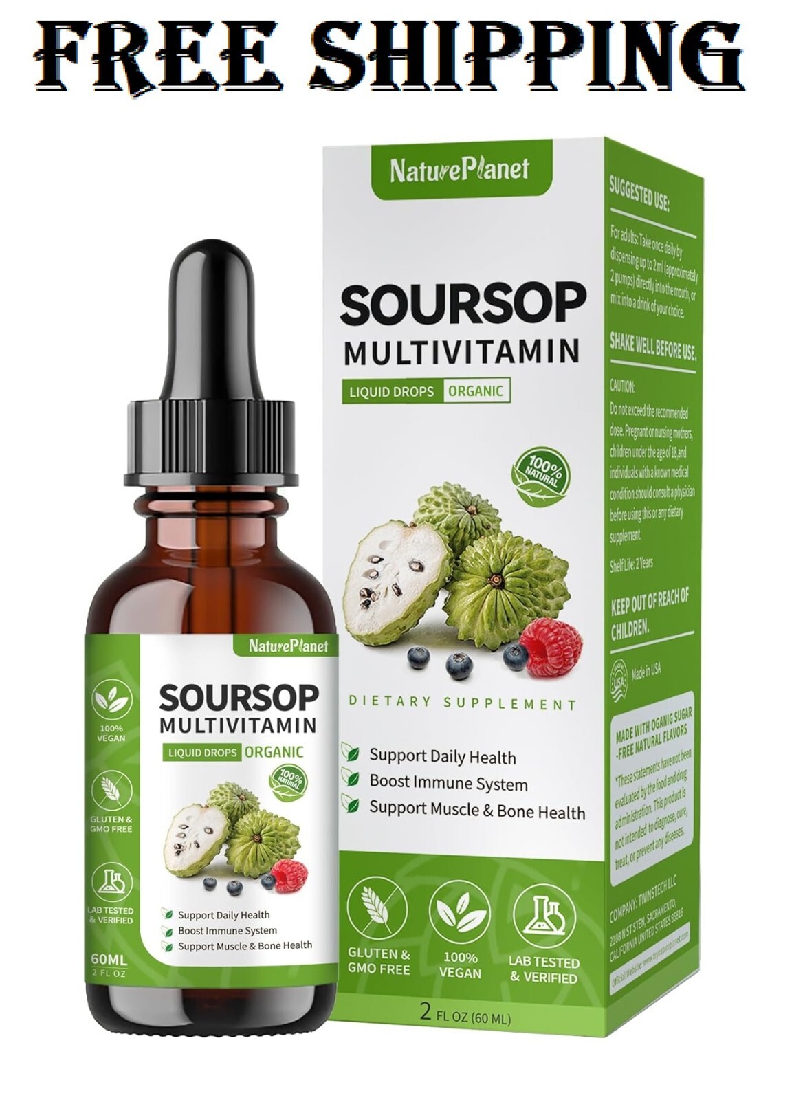 Soursop Multivitamin Liquid Drops, Bitters 2 Fl Oz (Pack of 1)