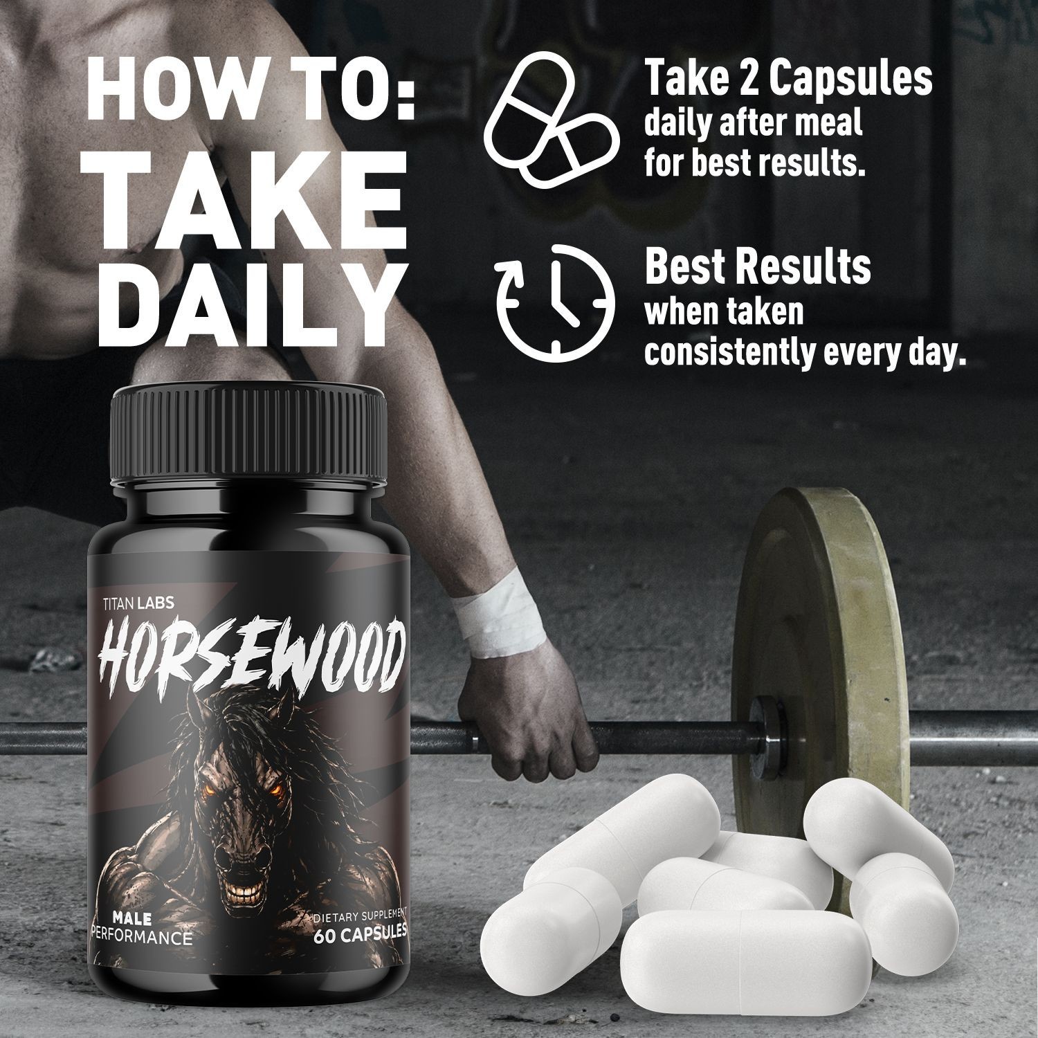 (1 Pack) Horsewood Advanced Male Health Support Formula Horse Wood 60 Capsules