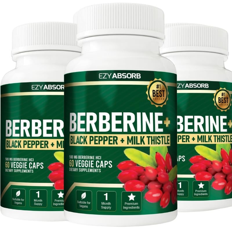 Ezyabsorb Gluten-Free Berberine 500Mg 60 Veggie Capsule W/La-3 Ampk Metabolic