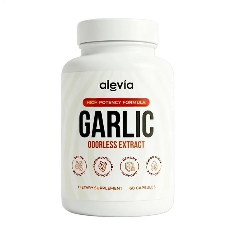 Alevia Garlic Extract Capsules USA Made Odorless Immune Support Formula 60 Ct