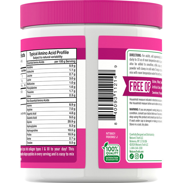 Nature’s Truth® Ultra Collagen Powder Grass Fed Peptides Types 1 & 3, 7 oz