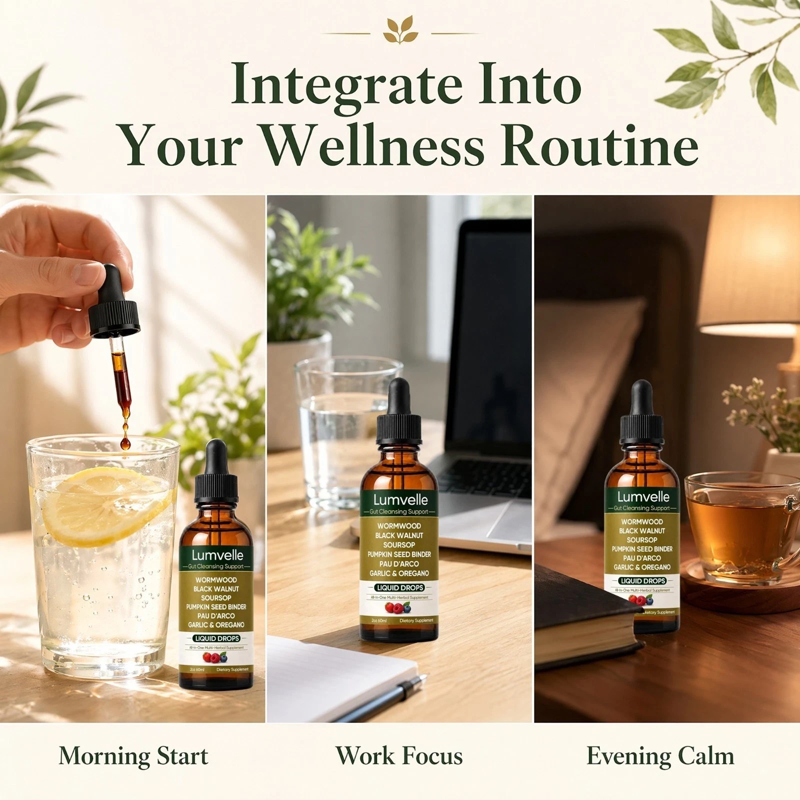 LUMVELLE Wild Harvested Wormwood Herbal Liquid Botanical Supplement Drops 60ml
