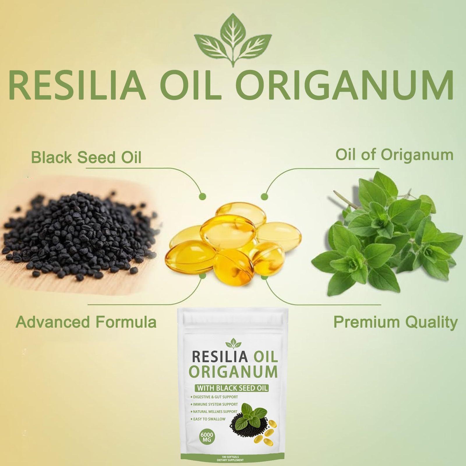 RESILIA Oil Of Oregano With Black Seed Oil 6,000MG