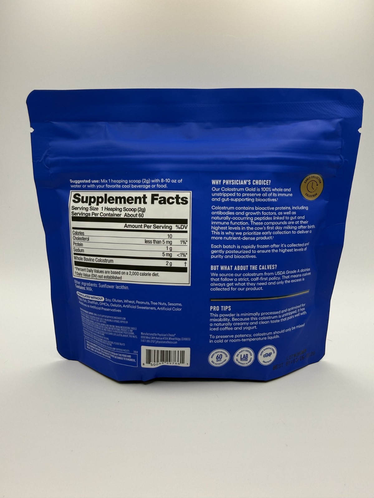 Physician Choice Colostrum Gold Dietary Supplement Unflavored 120g – Brand New