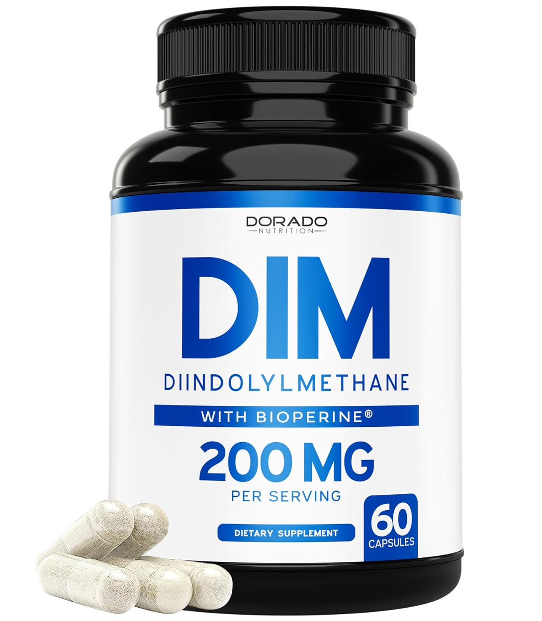 DIM Supplement (Diindolylmethane) 200 mg with 2.5 mg BioPerine 60 Count Vegan