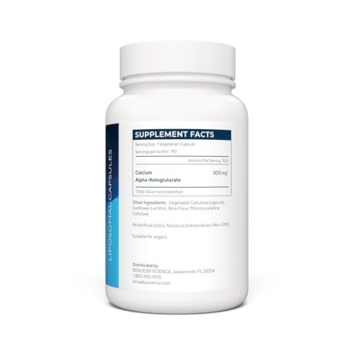Renue By Science CA AKG Supplement | High Strength Liposomal Calcium AKG | 90 Ca