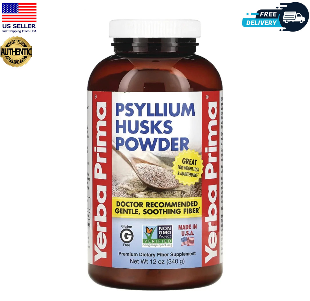 Yerba Prima Psyllium Husks Fiber Powder Colon Cleanse 12oz/340g | EXP 01/2028