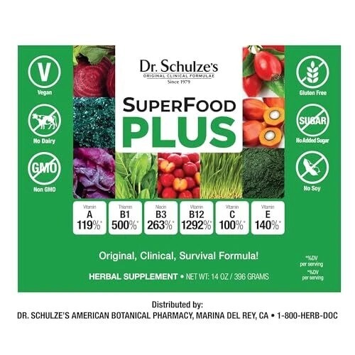 Dr. Schulze’s SuperFood Plus | Vitamin and Mineral Herbal Concentrate | Daily…