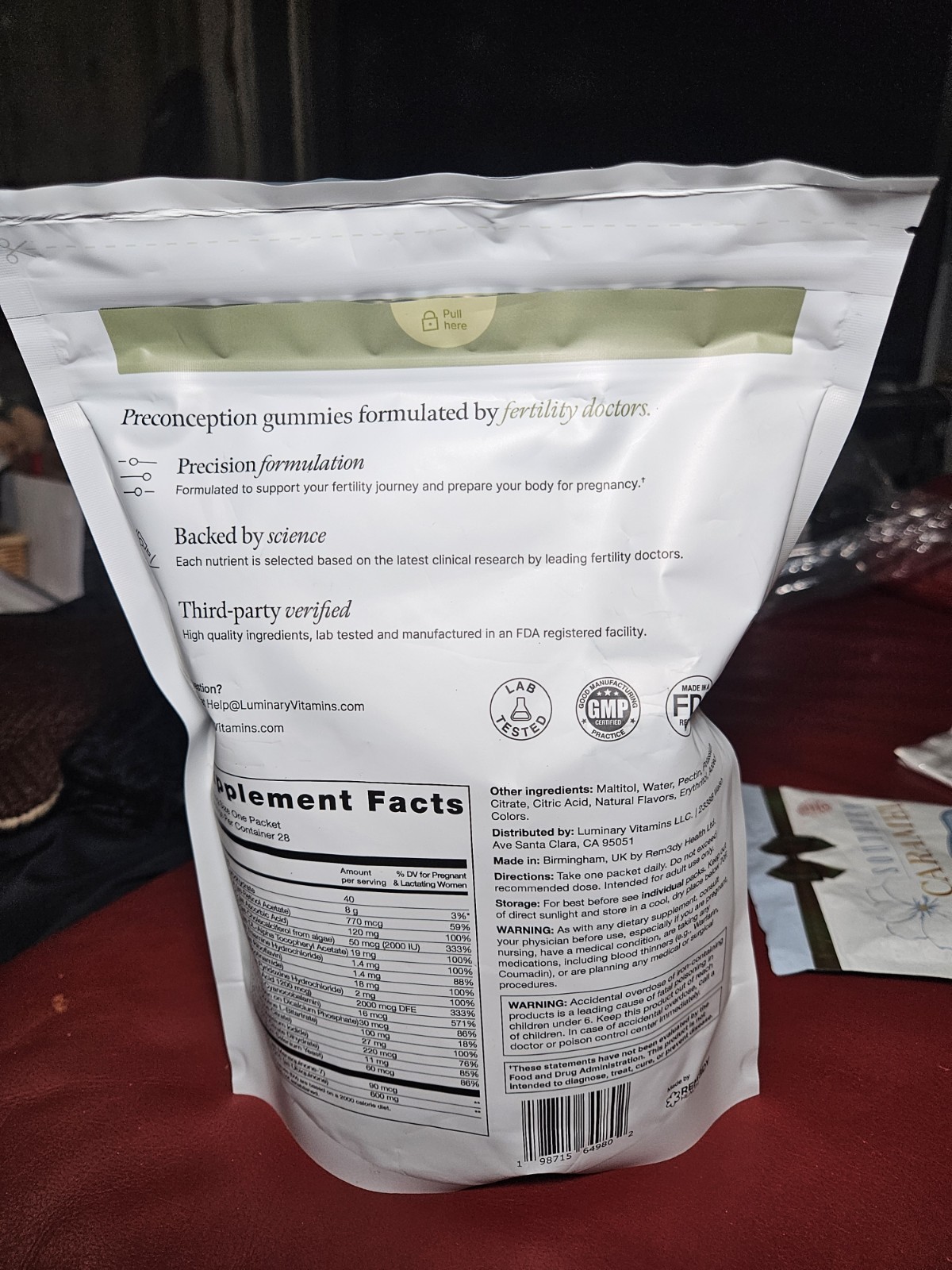 Brand New! Luminary Create Vitamin Gummies – Egg Health Fertility 28 Servings