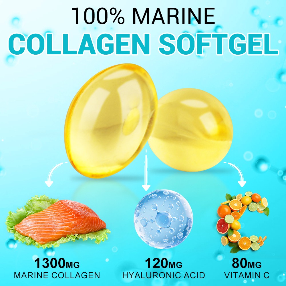 Hydrolysed Type I Marine Collagen 1300mg Capsules for Skin Nail & Hair Health