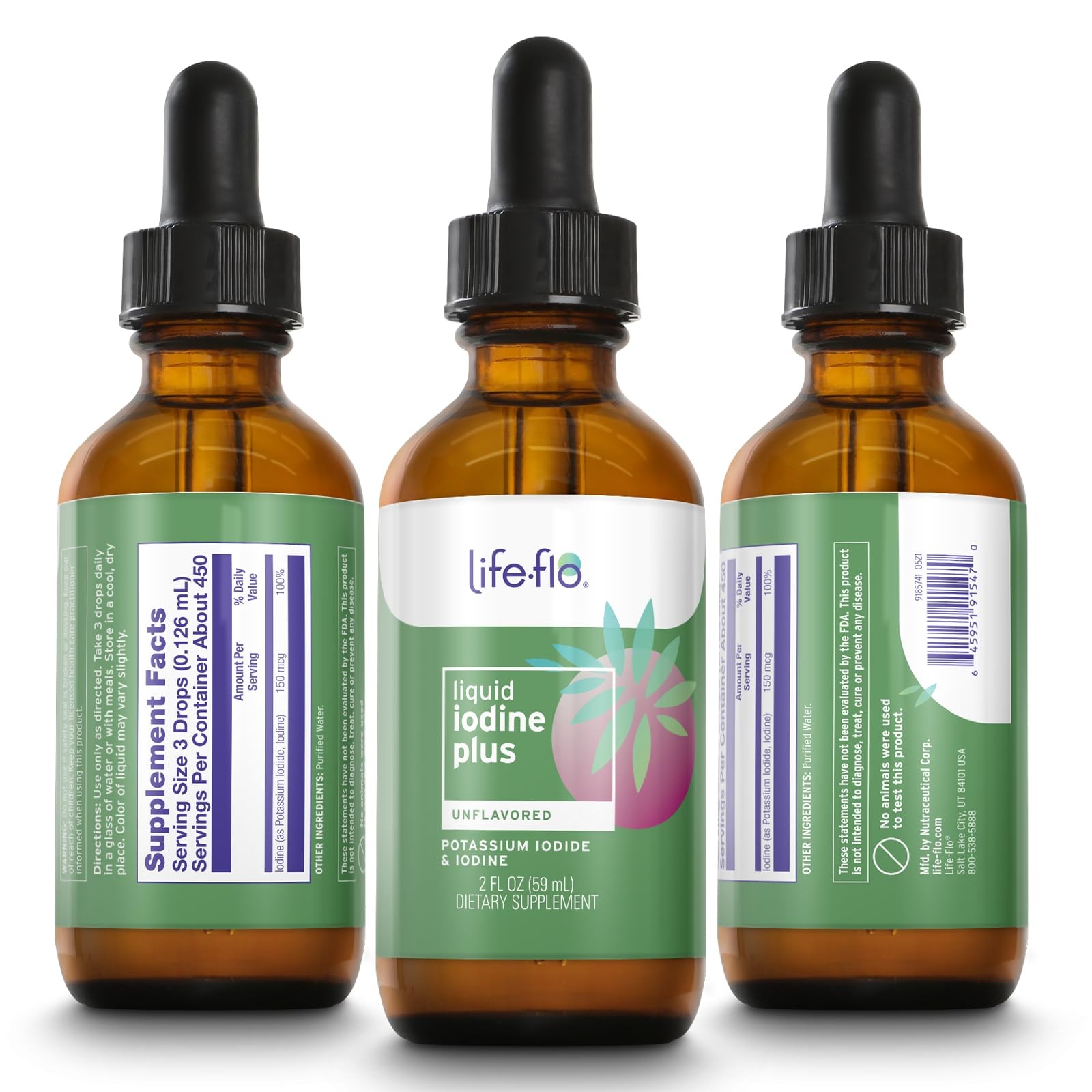 Life-flo Liquid Iodine Plus 150 mcg, 2 Fl Oz (Pack of 1), No Color