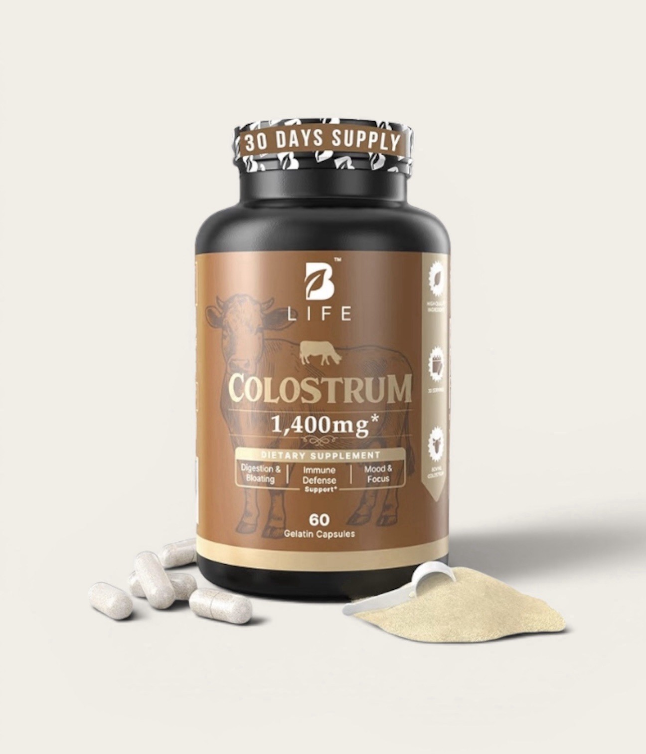 BLife Bovine Colostrum 1400mg Immune Gut Support 60 Caps Exp 04/2028
