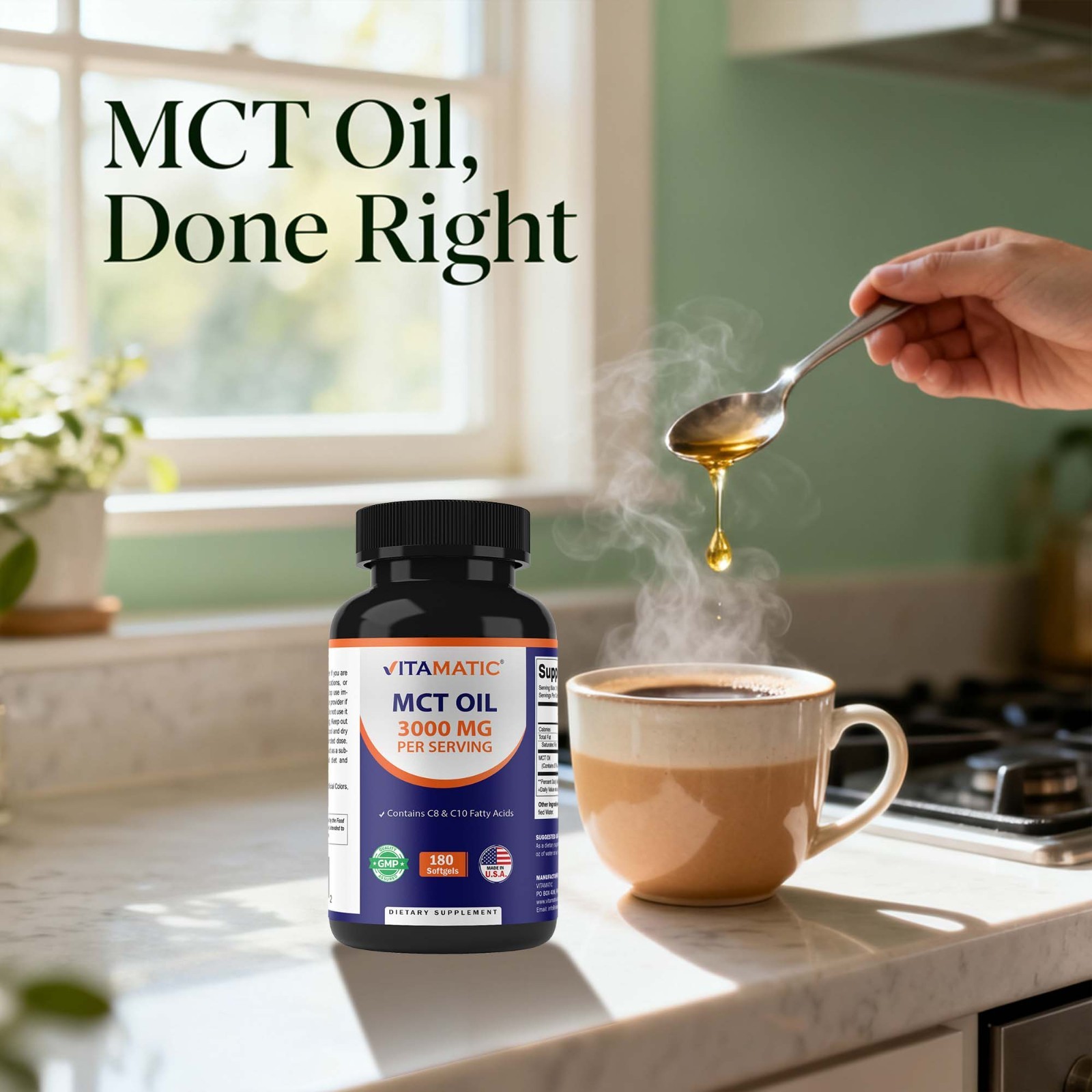 Vitamatic MCT Oil 3000 mg per Serving – 180 Softgels