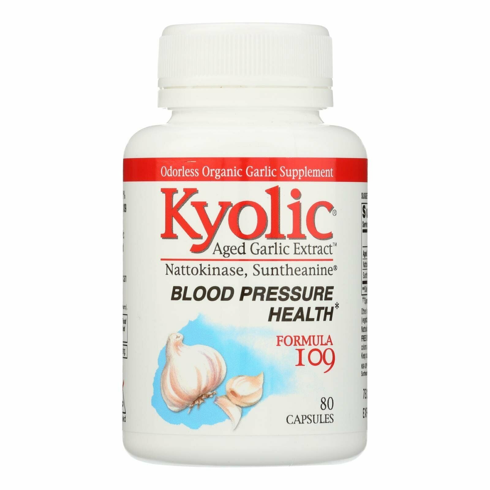 Kyolic Aged Garlic Extract Blood Pressure Health Formula 109 Capsules 80 Count