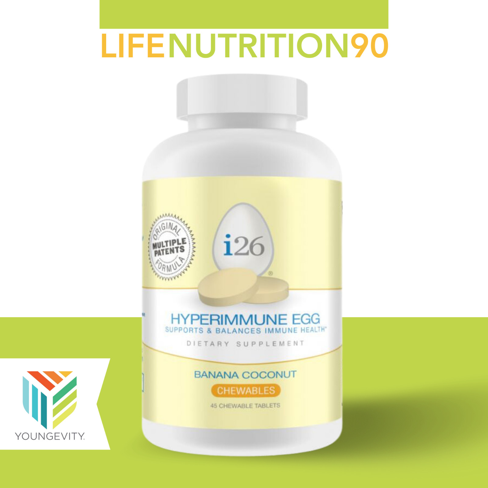 Youngevity i26 Hyperimmune Egg Banana Coconut / 45 Chewables