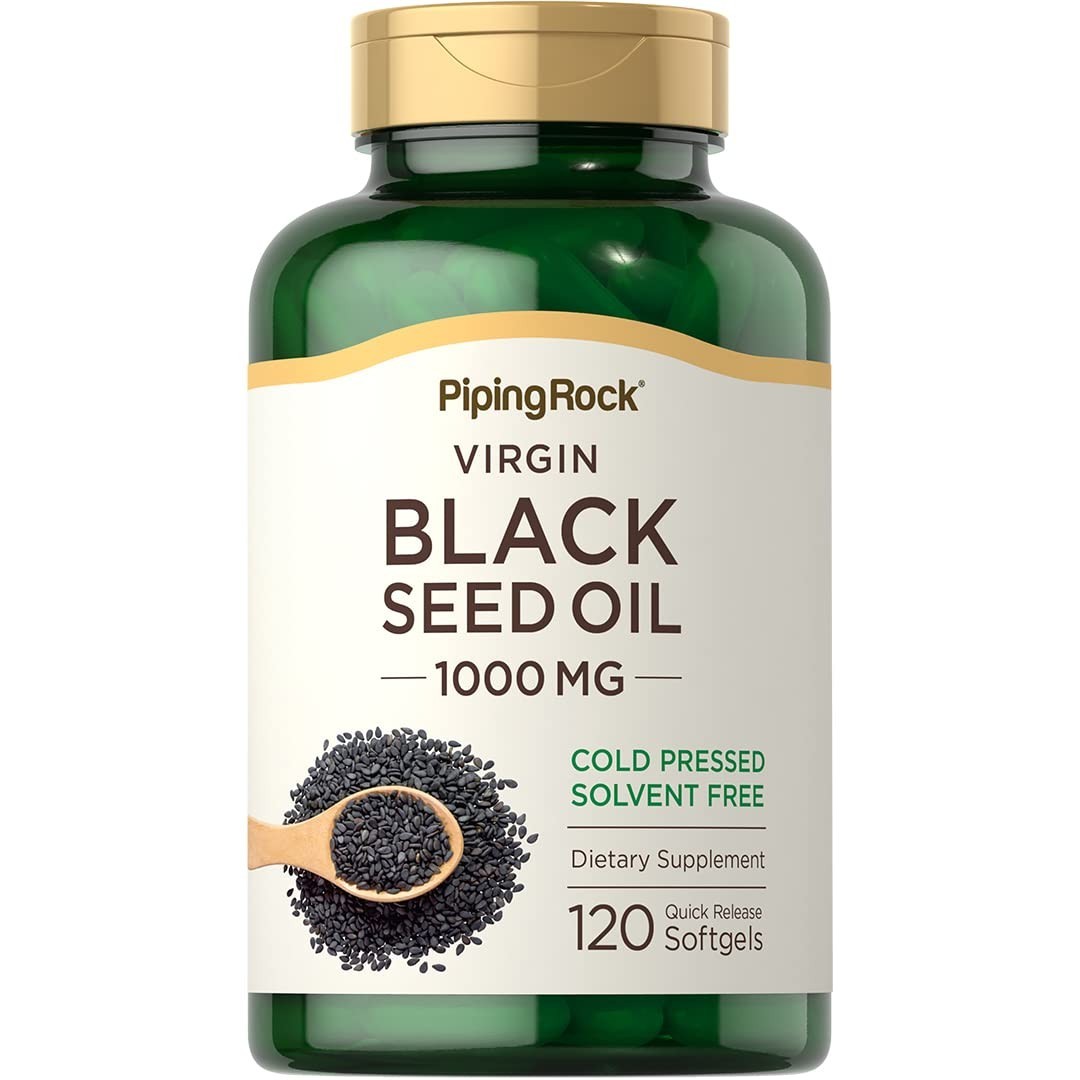 Black Seed Oil Softgel Capsules 1000mg – 120 Pills, Cold Pressed, Non-GMO, Glute