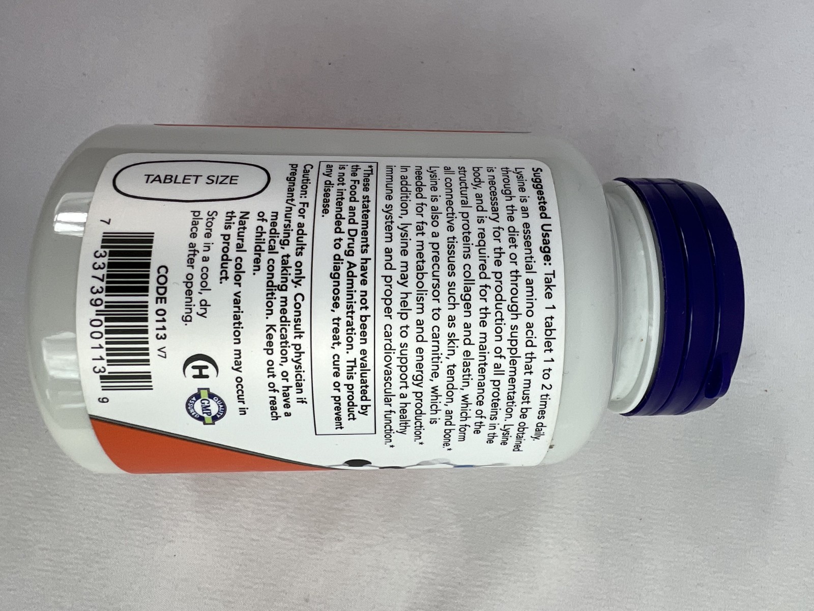 NOW Double Strength L-Lysine 1000 mg 100 Tablets Cold Sores Best By 12/2030 NEW