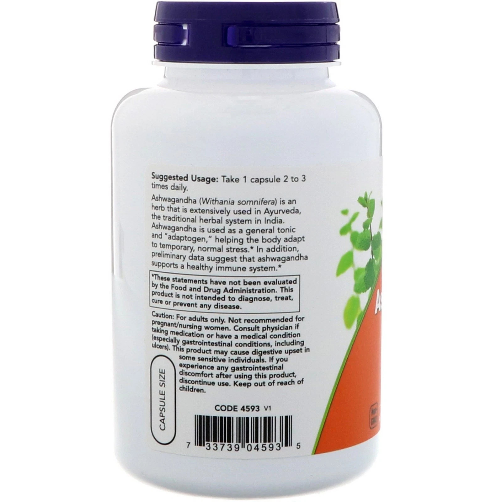 Now Ashwagandha (450mg) 180 Vcaps Each (Pack of 3)