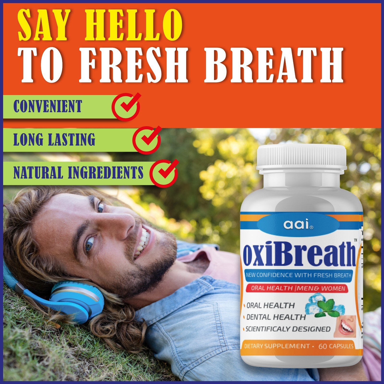 Combo Pack OxiBreath Breath Freshener,Bad Breath Odor Supplement for Men &Women