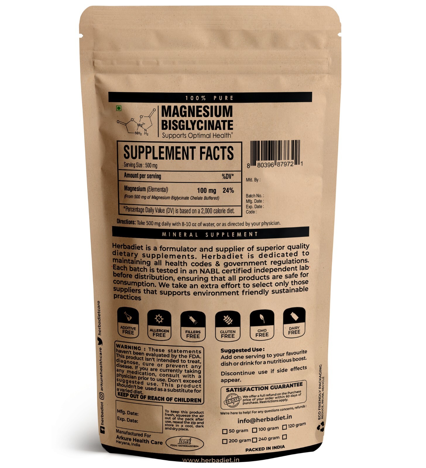 Magnesium Bisglycinate Powder – Essential Mineral – Unflavored – Non GMO