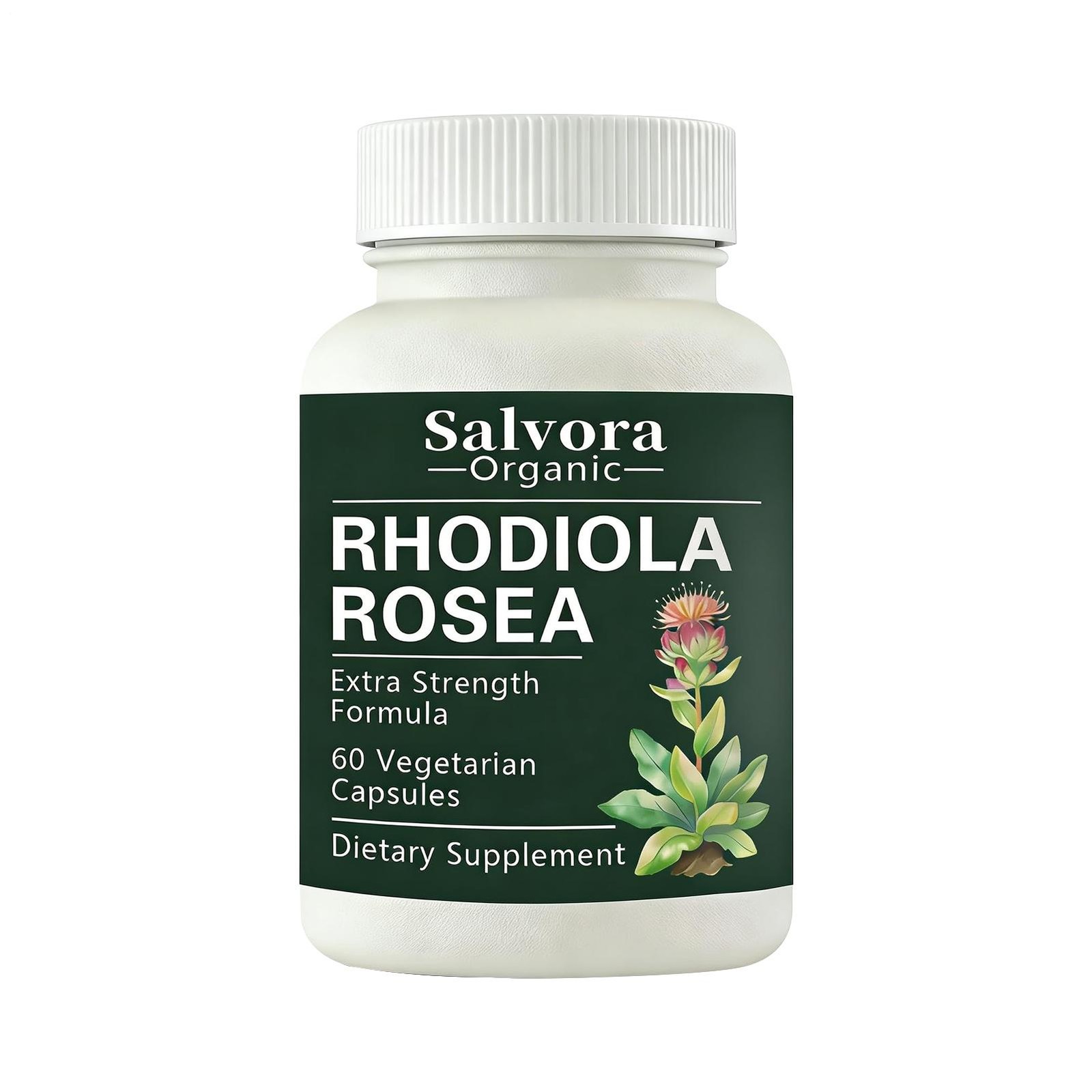 Salvora Organic Rhodiola, 100% Natural, Non-GMO, Vegetarian, 60 Capsules