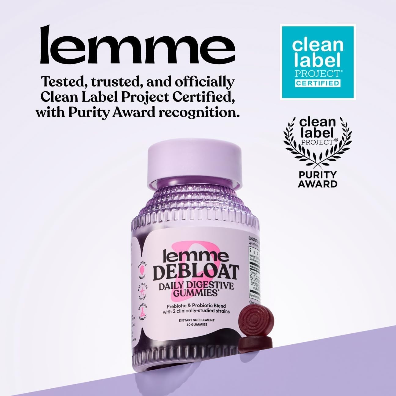 Clinically Proven Probiotics in Debloat Gummies – 60 Count for Bloating Relief