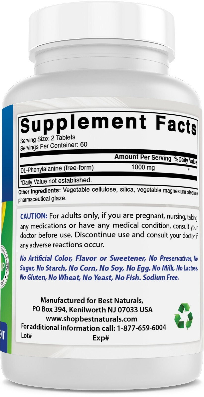 Best Naturals DLPA 500 mg 120 Tabs
