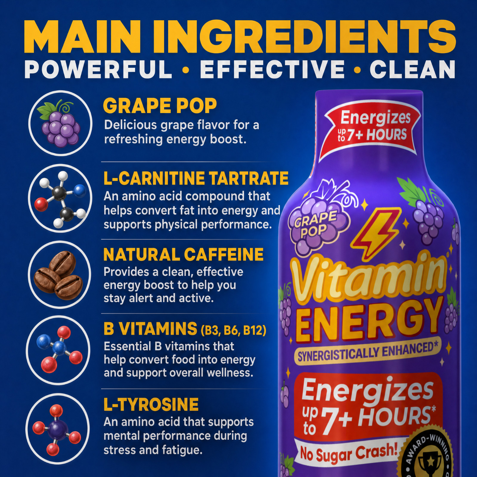 (48 Pack) Vitamin Energy® Mood+ Energy Shots, Clinically Proven