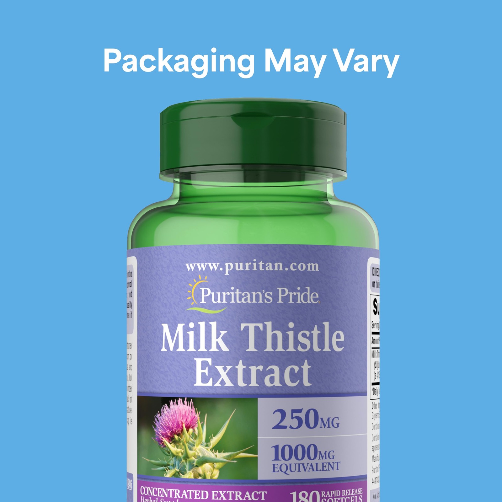 Milk Thistle 250mg 180 Count Liver Support Dietary Supplement Extract Puritans