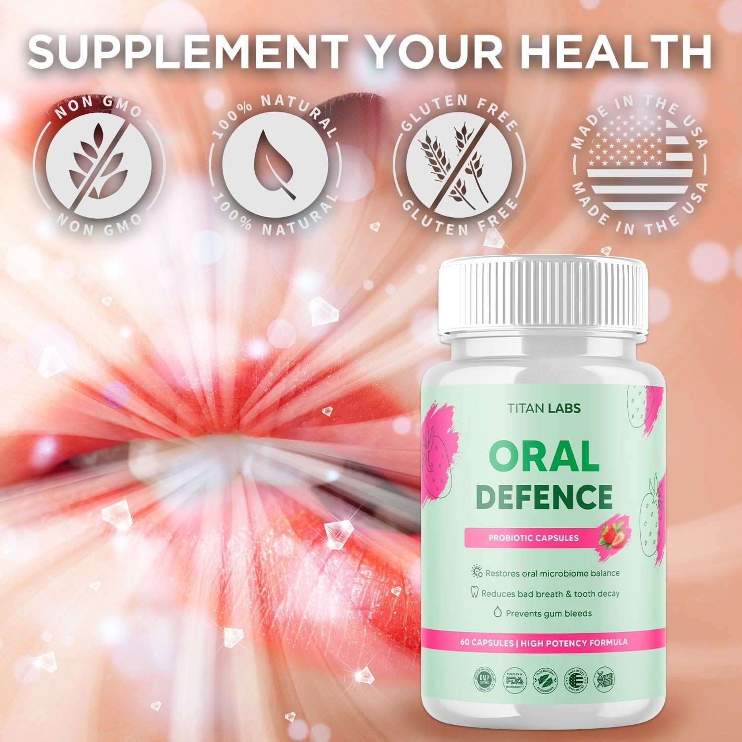 (1 Pack) Oral Defence Advanced Probiotic For Healthy Teeth & Gums 60 Capsules