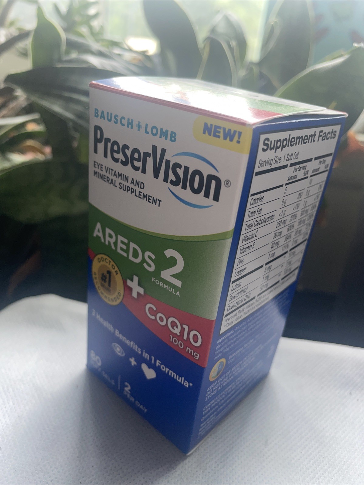 Bausch + Lomb PreserVision Areds 2 + CoQ10, 100mg – 80 Softgels Exp 12-2025