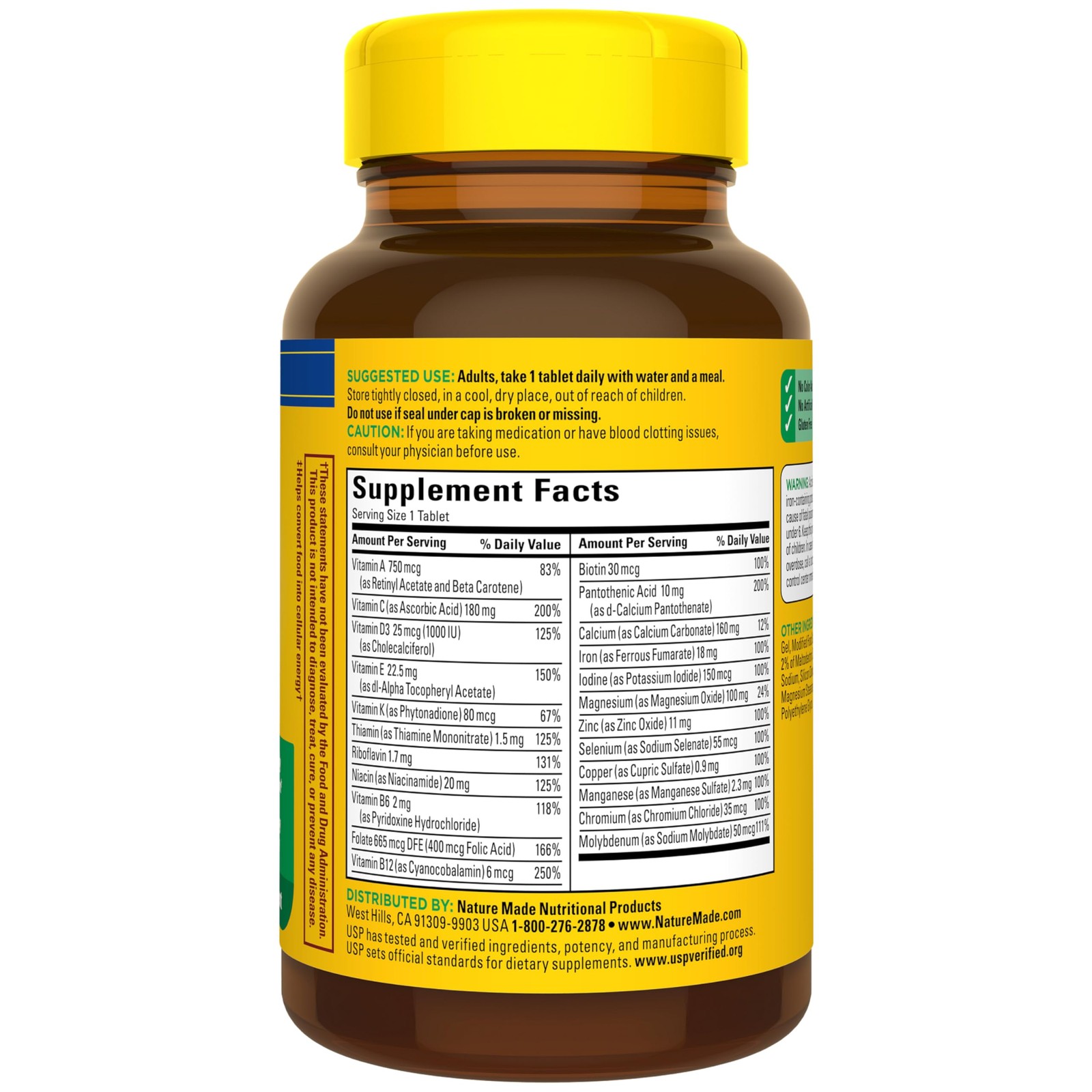 Nature Made Multivitamin Tablets with Iron, Multivitamin for Women and Men…