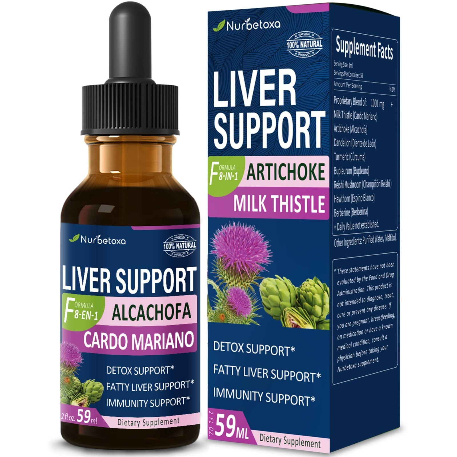 Liver Support Drops with Milk Thistle & Artichoke Extract – Detox & Repair 2 oz