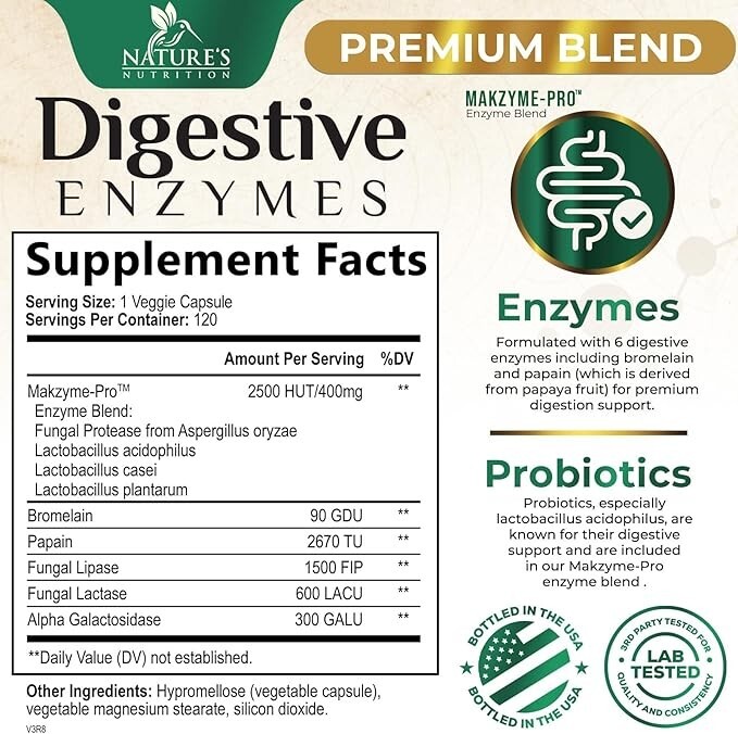 Probiotic Digestive Multi Enzymes, Probiotics for Digestive Health Support