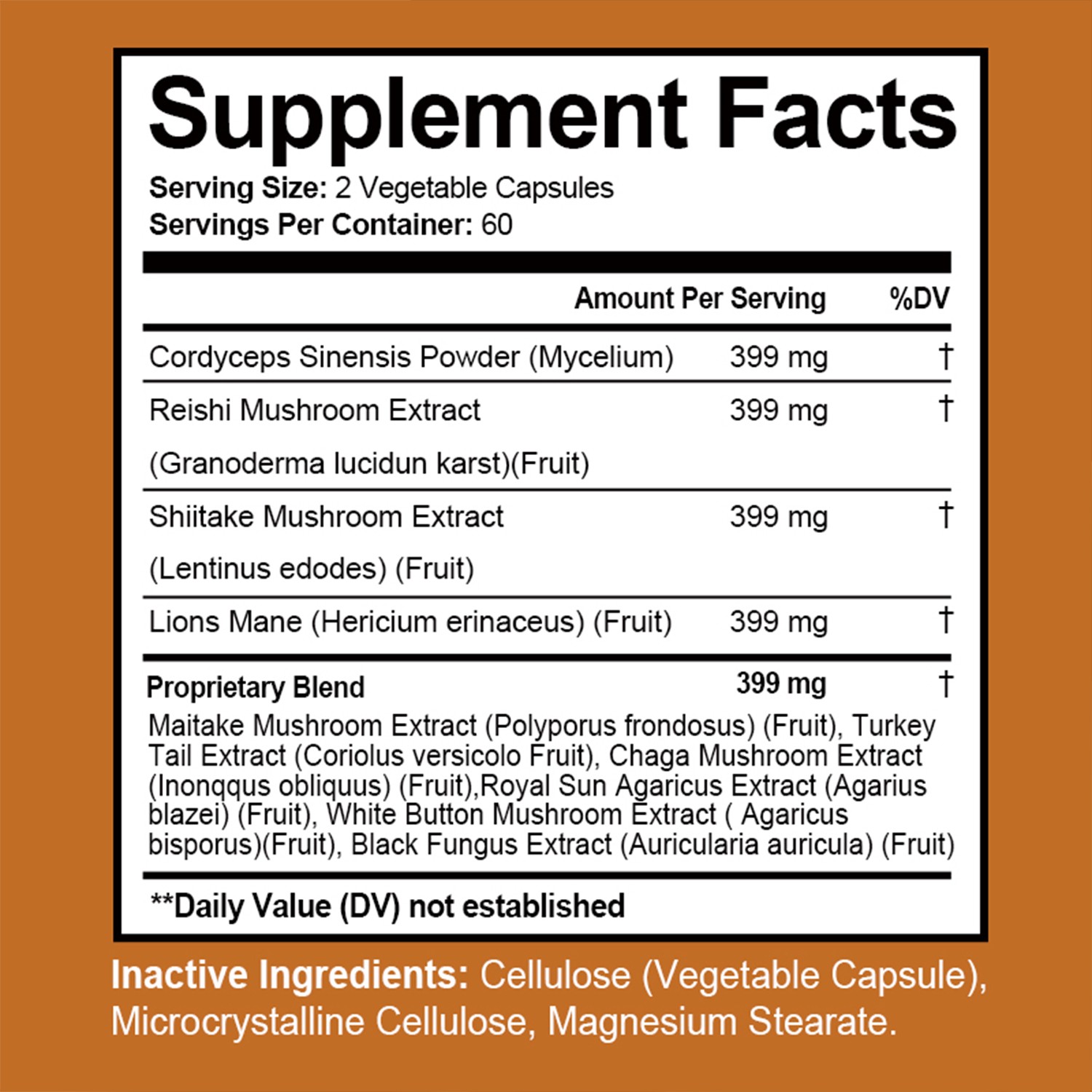 Mushroom Complex – Lions Mane,Cordyceps Sinensis – Brain & Nervous System Health