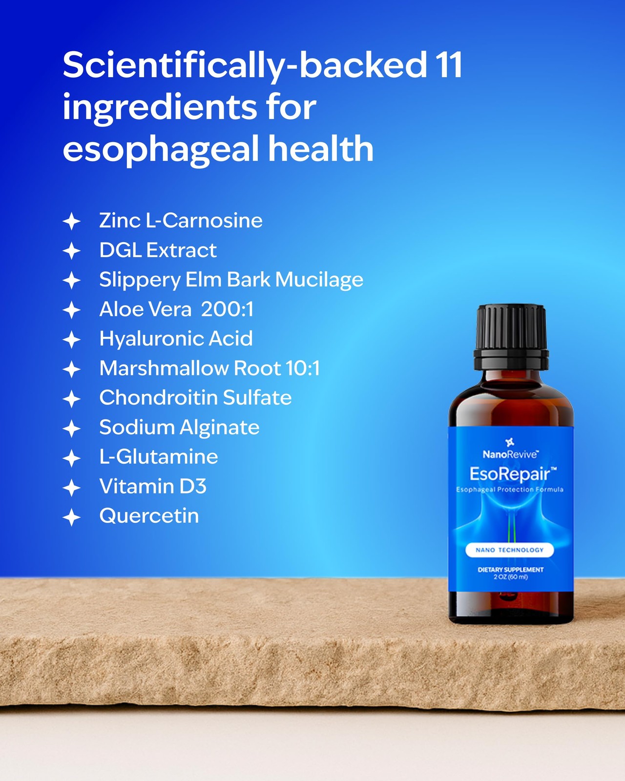 EsoRepair Nano Esophageal Health Supplements for Men & 2 Fl Oz (Pack of 1)