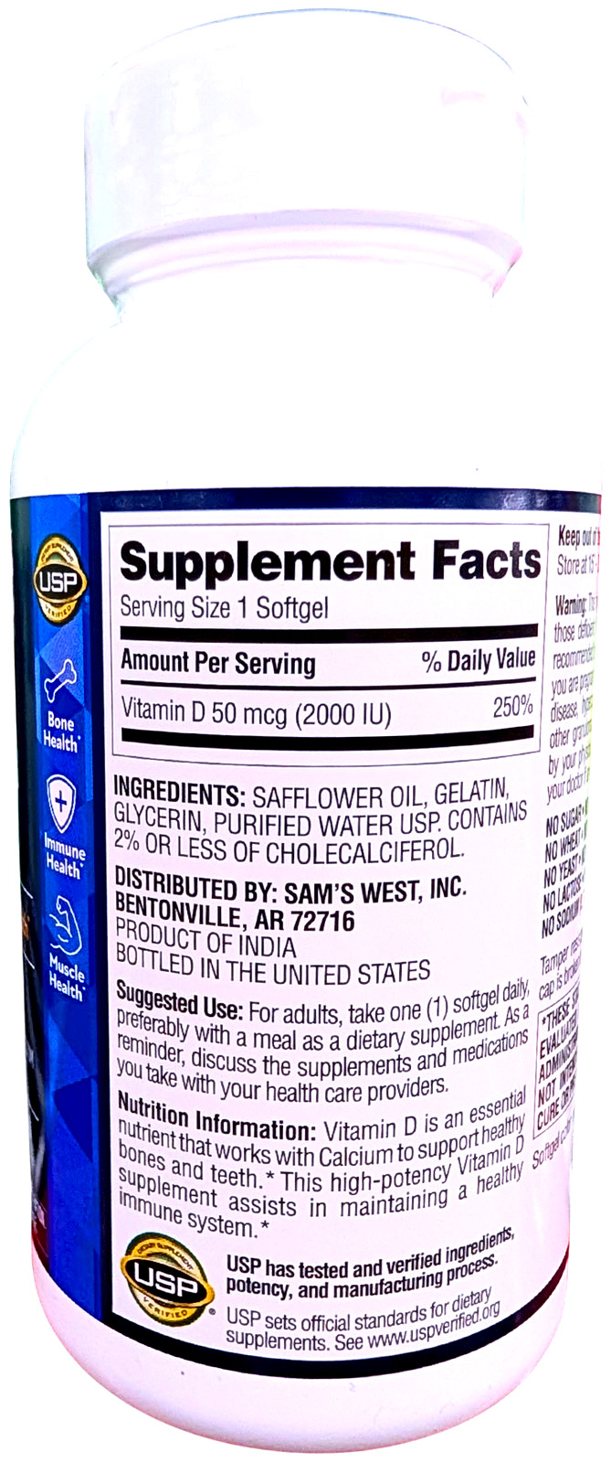 Member’s Mark Vitamin D3 50 mcg Softgels 400 Count EXP 01/2028