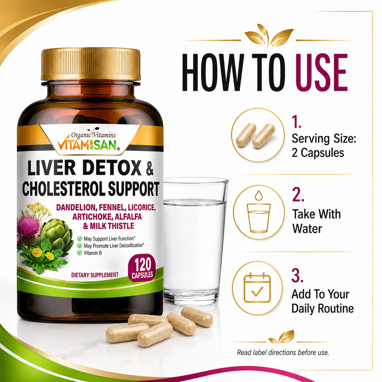 #1 Tablets liver clean health support fat naturals detox cleanse 120 cap