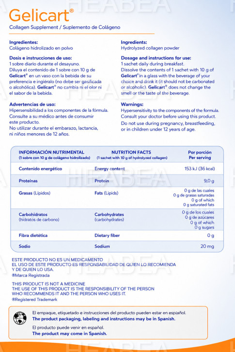 DIETARY SUPPLEMENT: Gelicart hydrolyzed collagen