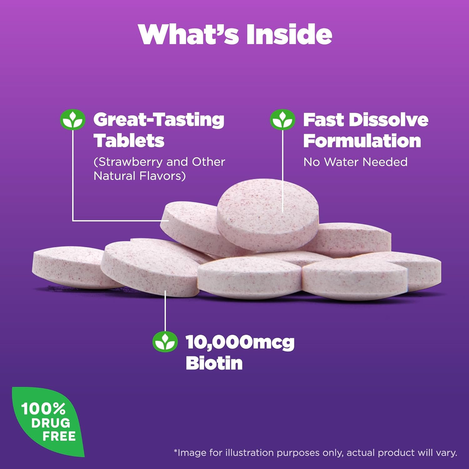 Natrol Biotin 10,000 Mcg. Fast Dissolve Tablets, 250 Count