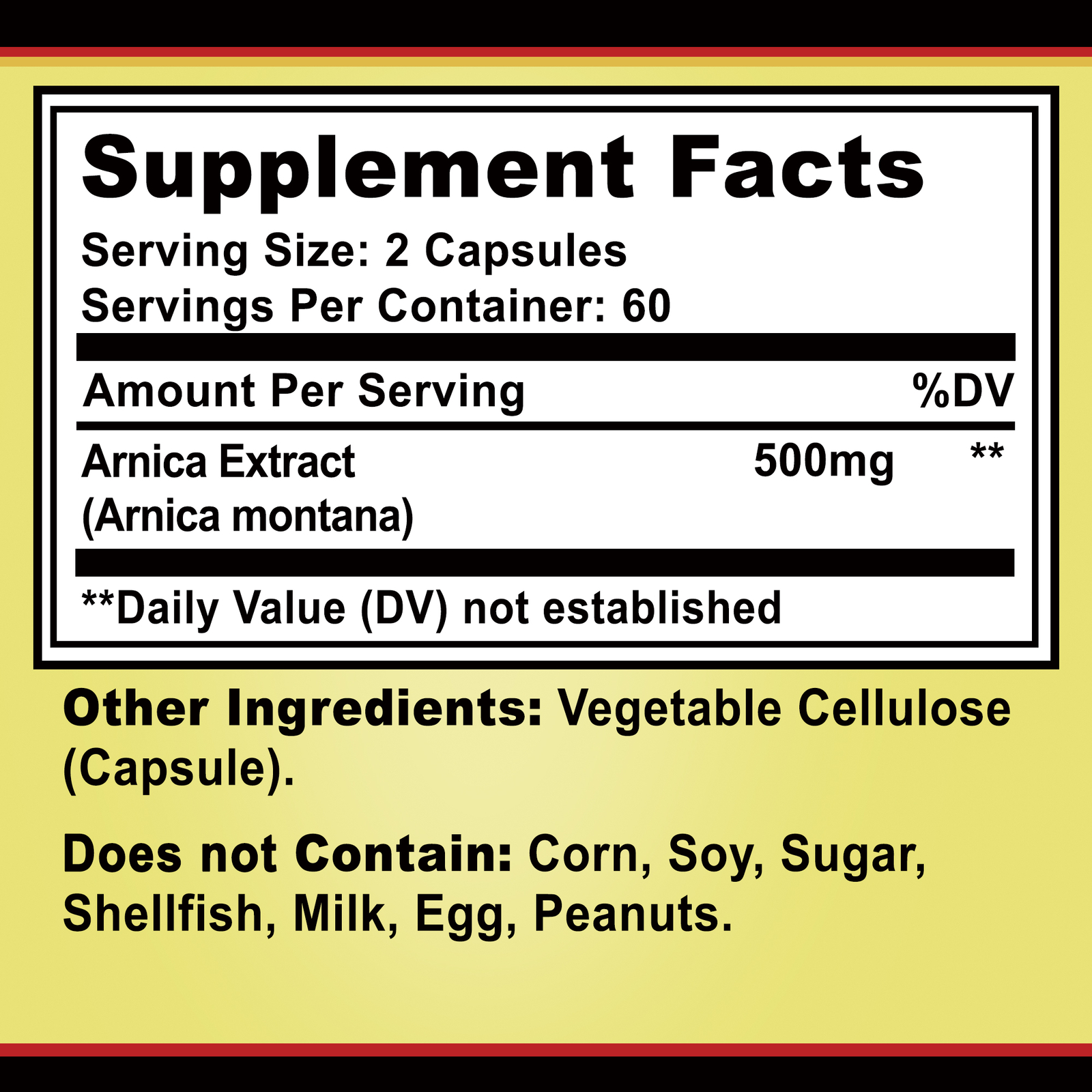 Arnica Montana 500mg -Anti-Inflammatory Support, Reliever for Swelling & Bruises