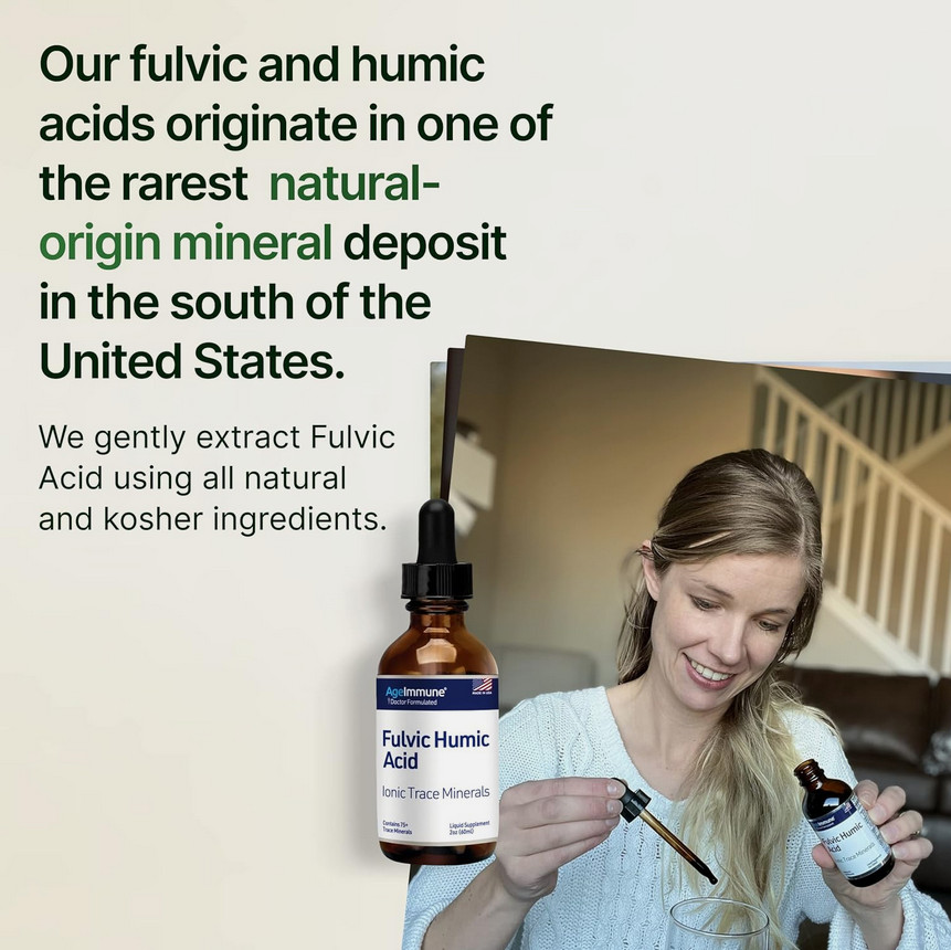 Fulvic Humic Acid 75 + Trace Minerals Liquid Supplement – Plant Derived in USA