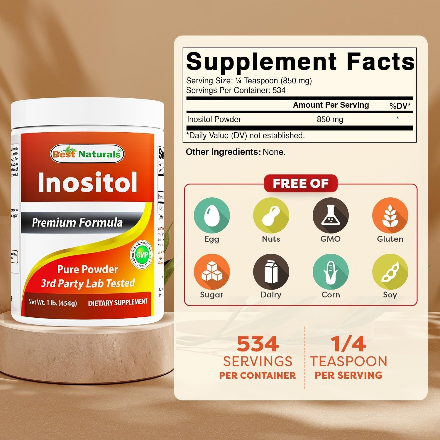 High-Purity Inositol Powder, 1Lb – Promotes Healthy Liver & Cell Function