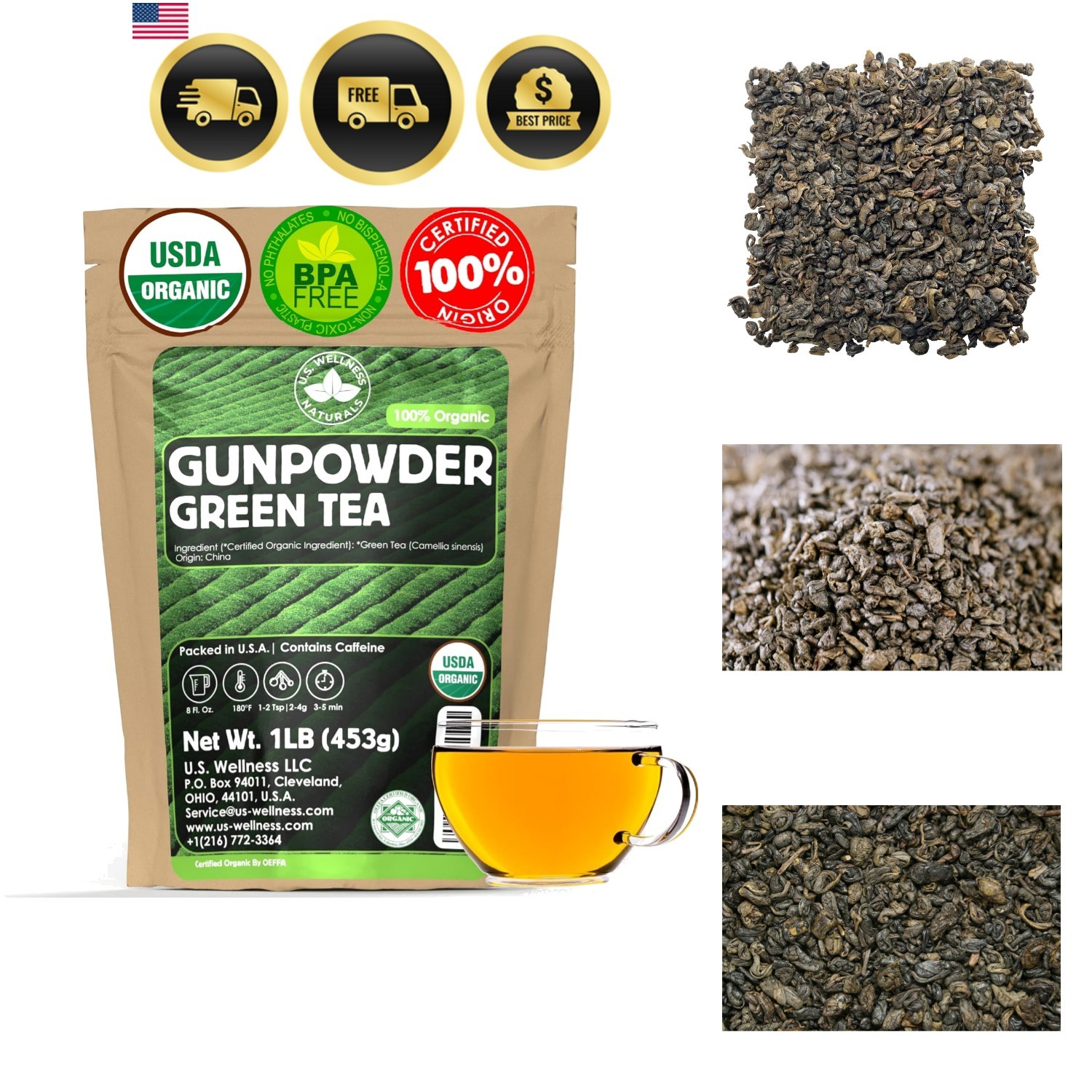 Organic Gunpowder Green Tea | Loose Leaf | Quality | 100% Certified Organic …