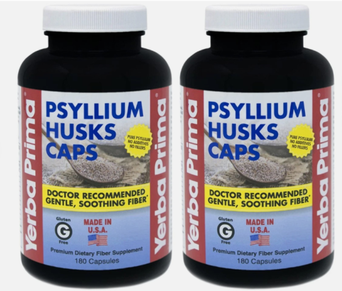 2x Yerba Prima Psyllium Husks Caps Dietary Fiber 625 mg, 180 Capsules – Colon Cl