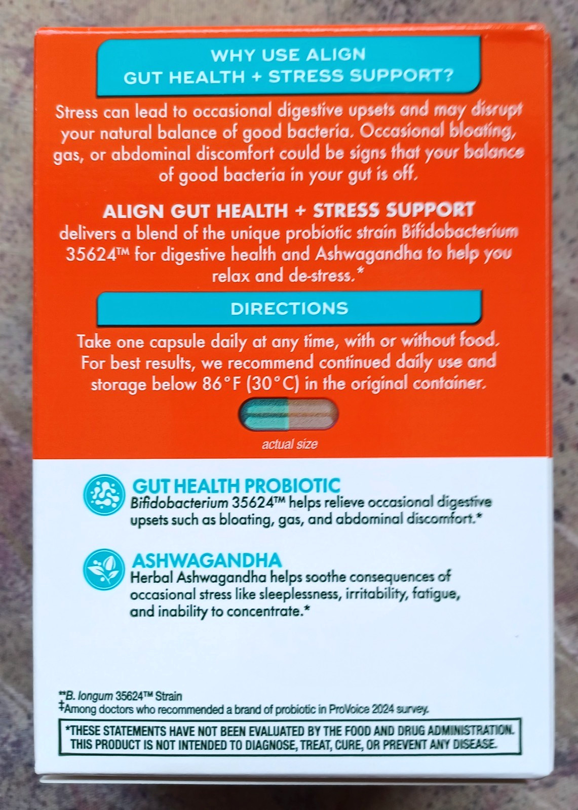 2 PACK Align Probiotic Gut Health + Stress Support 21 Capsules each Exp 04/2028